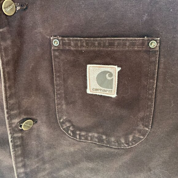 Vintage Carhartt Men's Blanket Lined Chore Coat Loose Fit Brown Work Jacket SzXL - Picture 3 of 5
